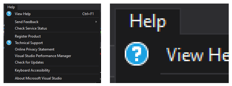 Visual Studio - Help Menu
