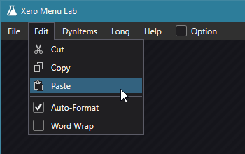 Xero - Menu Lab: Edit Menu